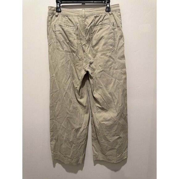 Caslon Women's Pants Khaki Cotton High Rise Wide Leg Crop Trouser Size 31 - Picture 3 of 8
